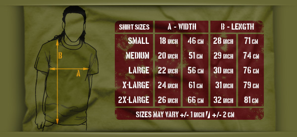 Jah Army Size Chart